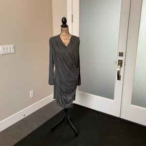 Brand new, charcoal gray wrap dress.